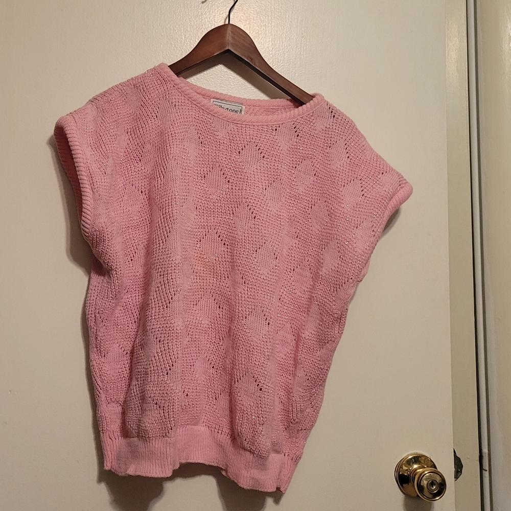 Light Pink Knit Short-Sleeve Sweater